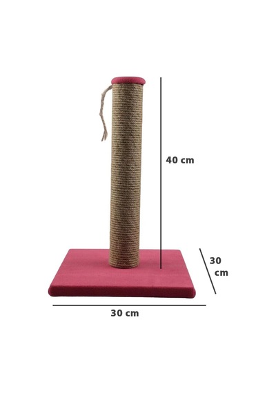 Pribor Kedi Tırmalama Tahtası 40 Cm Ve Kedi Simit Yatağı 50 Cm Çap Polar 2' Li Set Bordo-kırmızı