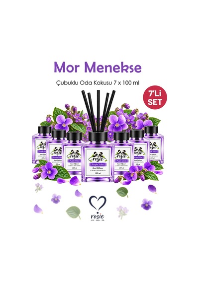 Rosie Mor Menekşe 7'li Çubuklu Oda Kokusu Seti 7 X 100 Ml Yumuşak Çiçeksi Koku Fresh