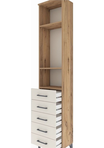 Arges Dolap 3 Raflı 5 Çekmeceli 44x30x221 Çam-aytaşı Atlas Çam