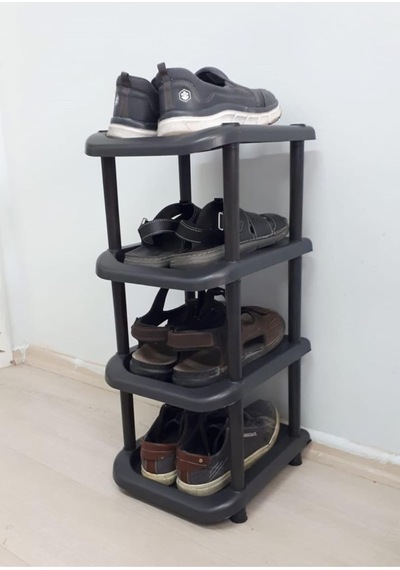 4 Katlı Siyah Plastik Midi Boy Tekli Ayakkabılık - Ayakkabı Çekeceği Hediyeli Çok Renkli 4 Katlı Siyah Plastik Midi Boy Tekli Ayakkabılık - Ayakkabı Çekeceği Hediyeli Çok Renkli
