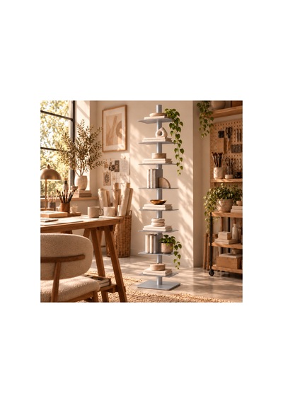 Axis 8 Raflı Metal Kitaplık Modern Tasarım Dikey Dekoratif Kitaplık Gümüş - 935176049 Gümüş