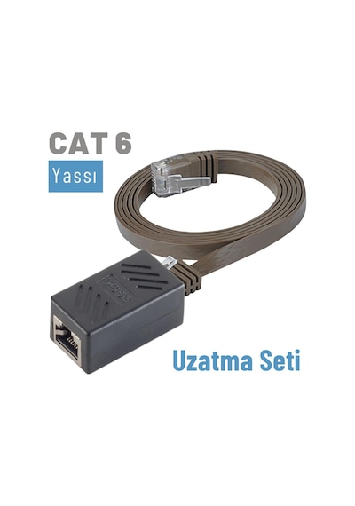 Irenis Cat6 Kablo Uzatma Seti Yassı Ethernet Kablo Ve Ekleyici 50 CM