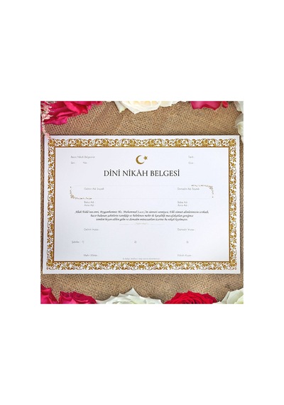 Nikah Hatıra Belgesi 30 21 Cm 1 Adet