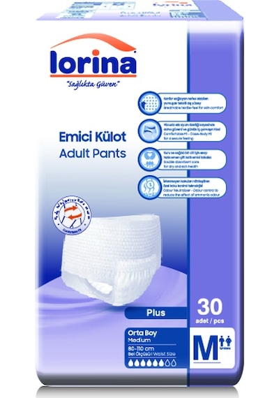 Lorina 6 Damla Emici Külot Orta Boy M 30'Lu