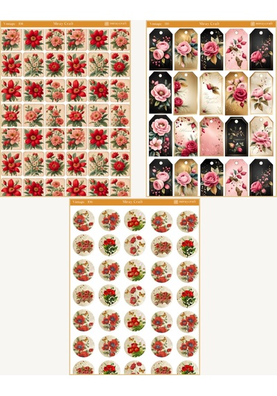 6 Sayfa Vintage Temalı Sticker Seti 12 17 Cm /scrapbook, Bullet Journal, Planlayıcı İçin Diğer