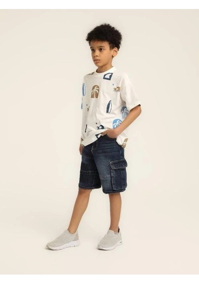 Jack Lions Erkek Çocuk Pamuklu Desenli T-shirt-15643 Ekru