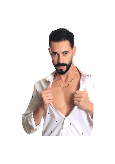 Labalaba Erkek Lak Altın Renk Kaplama Kalın Zincir Formlu Kolye Çok Renkli