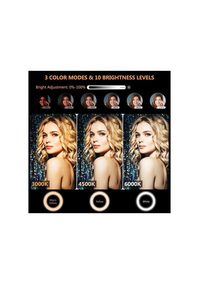 Youtuber Tiktok Çekim Işıklı Makyaj Işığı Ring Light 10 İnç Extra Büyük Boy Led 3 Renk 30 Mod 210 Cm