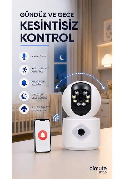 Int-cmr41 2mp Çift Lens Bebek Kamerası 2 Yönlü Ses, Mobil Uygulama Destekli Güvenlik Kamerası