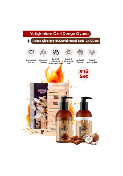 Erotik Denge Oyunu 120 Ml X2 Aromaterapi Çikolata & Hindistancevizi Masaj Yağı Seti - 738795676