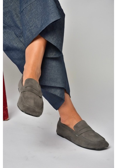 Fox Shoes Z250010202 Gri Süet Günlük Kadın Ayakkabı