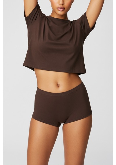 Auw Kadın Lastiksiz Pamuklu Modal Basic Boyshort 6'lı - Softfit Çok Renkli Ten,bitter,siyah