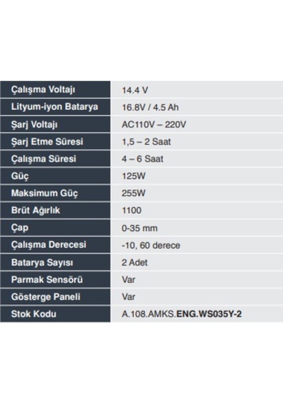 Energy Ws-035y 35mm Çift Akülü Budama Makası