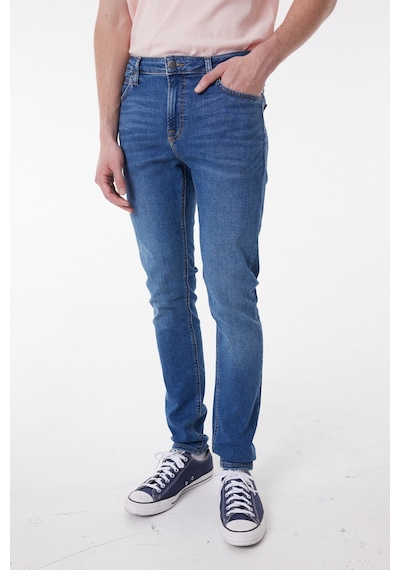 Lee Malone Skinny Fit Dar Kesim Düşük Bel Çok Dar Paça Mavi Erkek Esnek Jean Denim Kot Pantolon L736AHKR Mavi