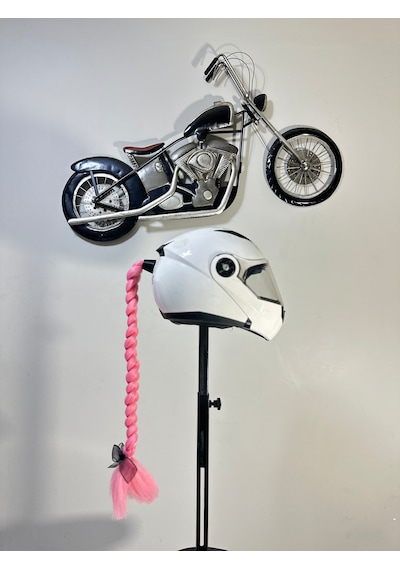 Motor & Motosiklet Pembe Örgü Saç Kask Dış Aksesuarı Diğer