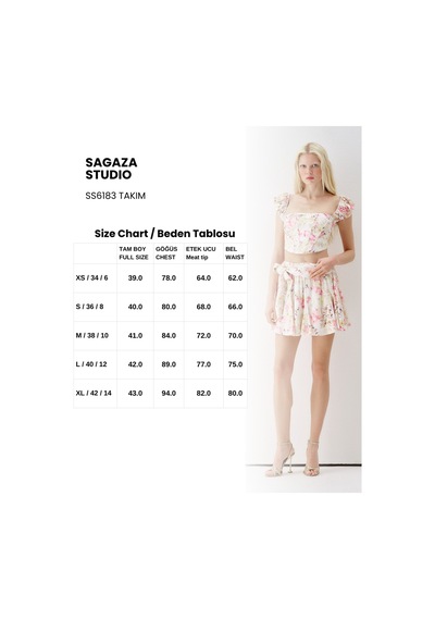 Sagaza Studio Ss6183 Bonnie Takım Ekru-cok Renklı