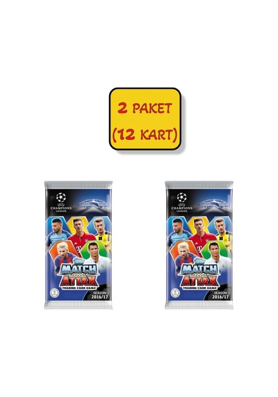 2 Paket 12 Kart Uefa Şampiyonlar Ligi 16/17 Match Attax Futbolcu Kartları