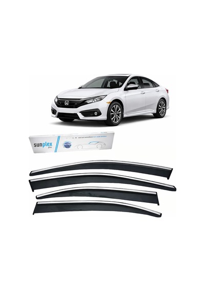 Sunplex Honda Civic 2015-2021 Krom Cam Rüzgarlığı 4 Parça