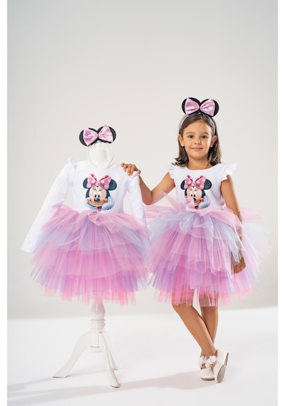 Yağmur Kostütüm Minnie Mouse Uzun Kollu Doğum Günü Elbisesi Ve Parti Kostümü Beyaz