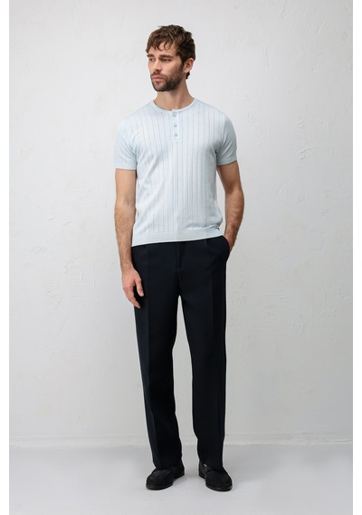 Antioch Dokulu Erkek Triko T-shirt Bebe Mavisi