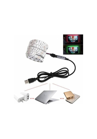 1 Metre Tv Arkası Rgb Usb Şerit Led Aydınlatma Lcd Led Monitör Arka Işık
