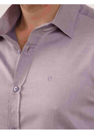 Dufy Lila Erkek Slim Fit Düz Brent Yaka Uzun Kol Gömlek - 102504-lila Lila