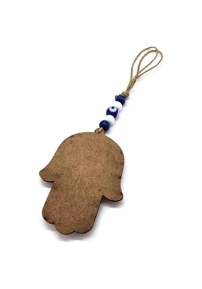 Lazer Kesim Tahta Fatma Eli - Hamsa Duvar Süsü 22x8cm