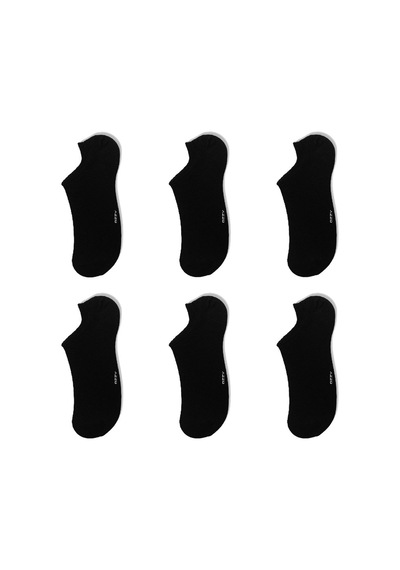 Ozzy Socks 6 Çift Yumuşak Dokulu Kadın Siyah Bambu Görünmez Sneaker Spor Ayakkabı Çorabı Siyah