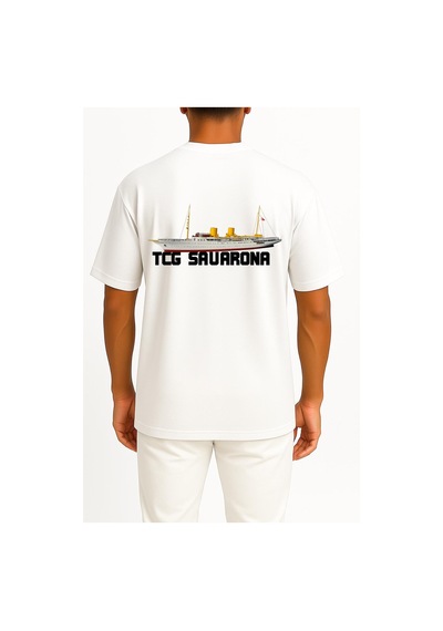 Bahriyeli Collection Oversize Tcg Savarona Göğüs Ve Sırt Tasarımlı Unisex T-shirt Beyaz