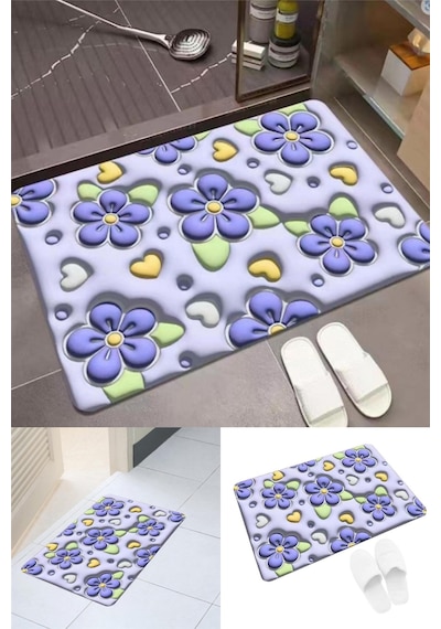 Su Emici Paspas Şık Tasarım Abdest Paspası Kaymaz Taban Banyo Paspası Diğer