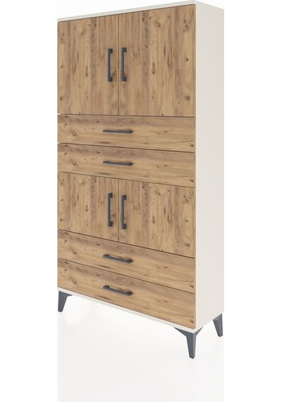 Arges Dolap 3 Raflı 4 Çekmeceli 4 Kapaklı 88x30x163 Aytaşı-çam Aytaşı