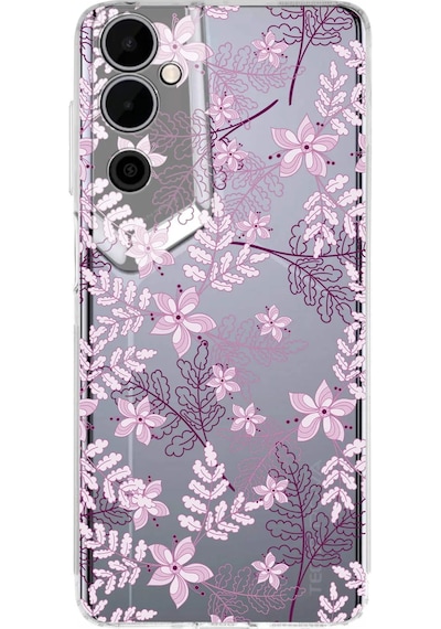 Tecno Pova Neo 2 Uyumlu Kamera Korumalı Floral Pudra Tasarımlı Şeffaf Silikon Kılıf Şeffaf