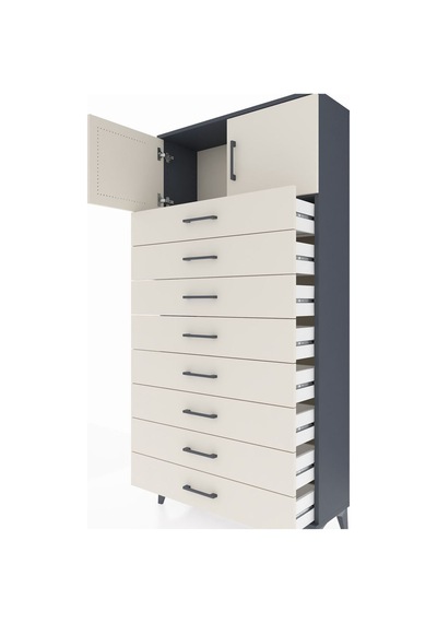 Arges Dolap Tek Raflı 8 Çekmeceli 2 Kapaklı 88x30x182 Antrasit-aytaşı Antrasit Arges Dolap Tek Raflı 8 Çekmeceli 2 Kapaklı 88x30x182 Antrasit-aytaşı Antrasit