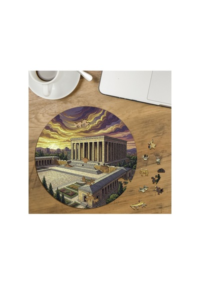 Anıtkabir - Ankara Tasarımlı Özel Kesim Yuvarlak 272 Parça Ahşap Puzzle Mpda725