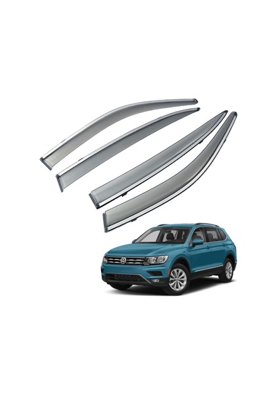 Vw Tiguan Mügen Cam Rüzgarlığı Kromlu Rüzgarlık Paslanmaz Kromlu 2016-2019 4 Lü Füme Renk