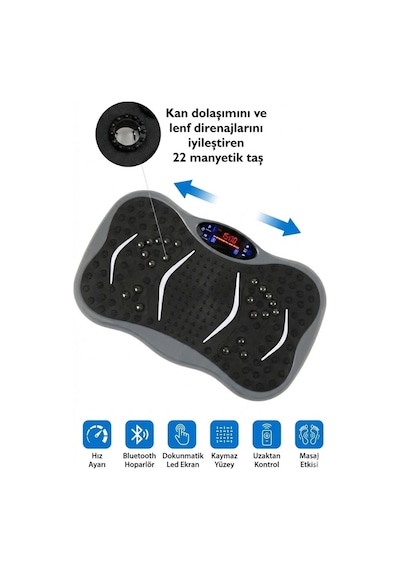 3d 5 Programlı Titreşimli Spor Kondisyon Fitness Egzersiz Aleti Vipration Plate - Gri