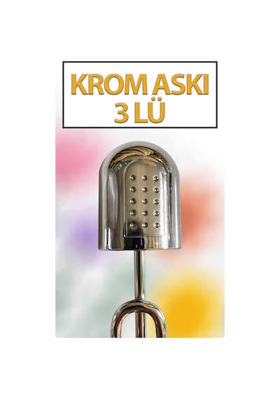 3 Lü Krom Duvar Askısı Birleşik Model Banyo Mutfak Havlu Askılığı Gümüş