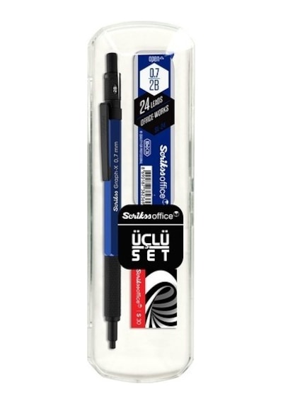 Scrikss Graph-x Metal Versatil Kalem 0.7 Mm Mavi 3'lü Set