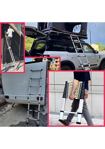 Çelik Endokon 7 Basamaklı - 200 Cm. Teleskopik Merdiven - I Tipi Uzayan Merdiven