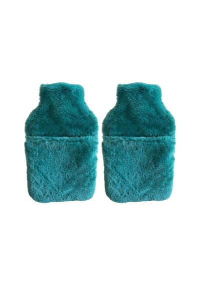 Sıcak Su Torbası 2 Adet,cepli Yeşil Peluş Termofor 32,5x17,5cm 1500 Ml Çok Renkli