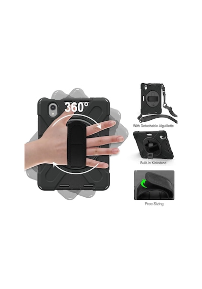 Apple Uyumlu iPad  Mini 7 A17 Pro Kılıf Askılı Yüksek Koruma Defender Standlı Case Kılıf