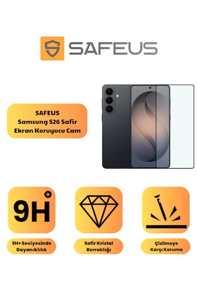 Safeus Tam Kaplayan Ekran Koruyucu Cam , Samsung S26 İle Uyumlu