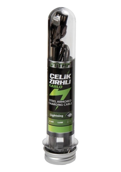 Ttaf T-CHR-03-3 USB-A To Lightning 2.4 A Çelik Zırhlı Şarj Data Aktarım Kablosu 1M