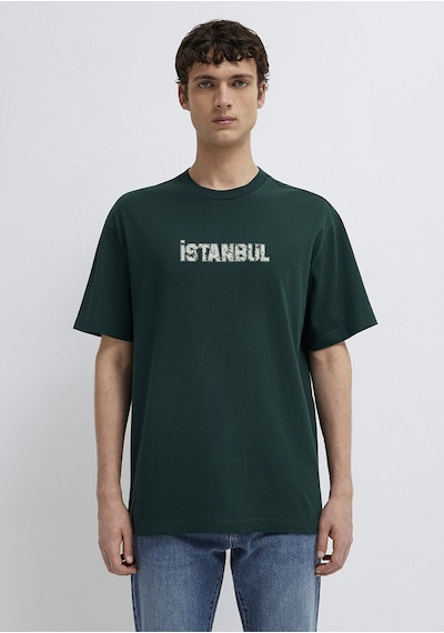 Mavi - İstanbul Baskılı Yeşil Tişört 0613593-85173