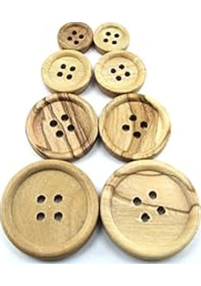 Tahta Dikme, 4 Delik Simit Model, Doğal Ahşap, Zeytin Ağacı,100 Adet 20mm-32l Diğer