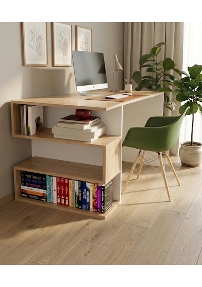 Modern Raflı Çalışma Masası Kitaplıklı Bilgisayar Masası Çok Amaçlı Ofis Ve Ders Çalışma Masası Meşe/beyaz Atlantik Çam - Beyaz Modern Raflı Çalışma Masası Kitaplıklı Bilgisayar Masası Çok Amaçlı Ofis Ve Ders Çalışma Masası Meşe/beyaz Atlantik Çam - Beyaz