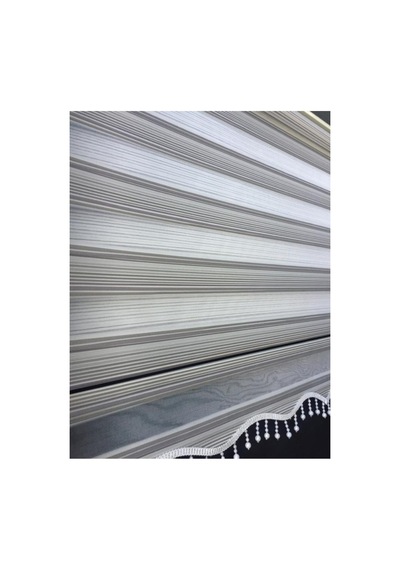Gümüş Grisi Boncuklu Zebra Stor Perde Gümüş Grisi - 97805974 Gümüş Grisi
