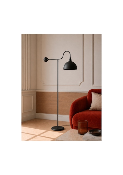 Arvena Siyah Metal Premium Tasarım Hareketli Başlıklı Şapkalı Ayaklı Lambader E27 Duy Uyumlu Modern Minimalist Dekoratif Zemin Lambası Salon Oturma Odası Köşe Okuma Lambası