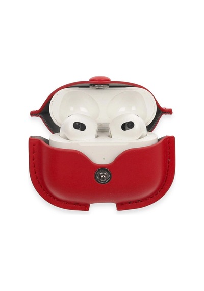 Apple Airpods 3 3.nesil Çanta Deri Kılıf - Kırmızı