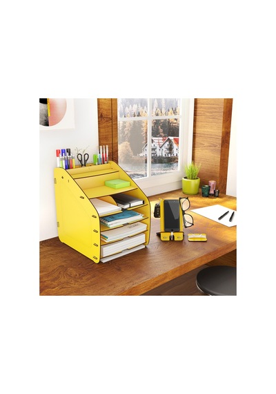 Design Otto Fx Large Modest 6 Renk A4 Evrak Rafı Masaüstü Organizer Sarı - 74202719 Sarı